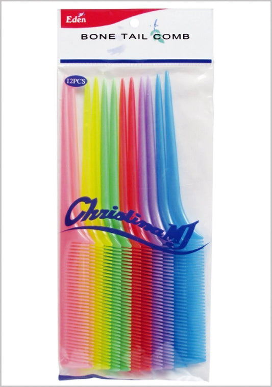Eden Pastel Assort Bone Tail Comb (12Pc)