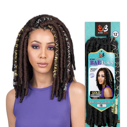 Bobbi Boss Bae Locs Accent Threaded Crochet Braid Hair #1B