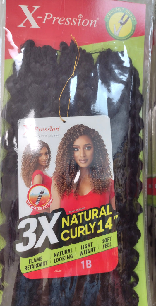 Outre X-Pression 3x Natural Curly Crochet 14 inch - #1B