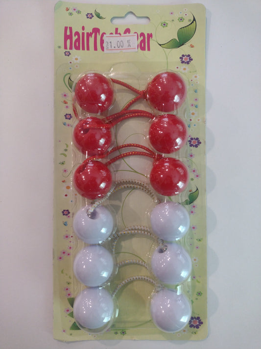 Hair Bows Red-White